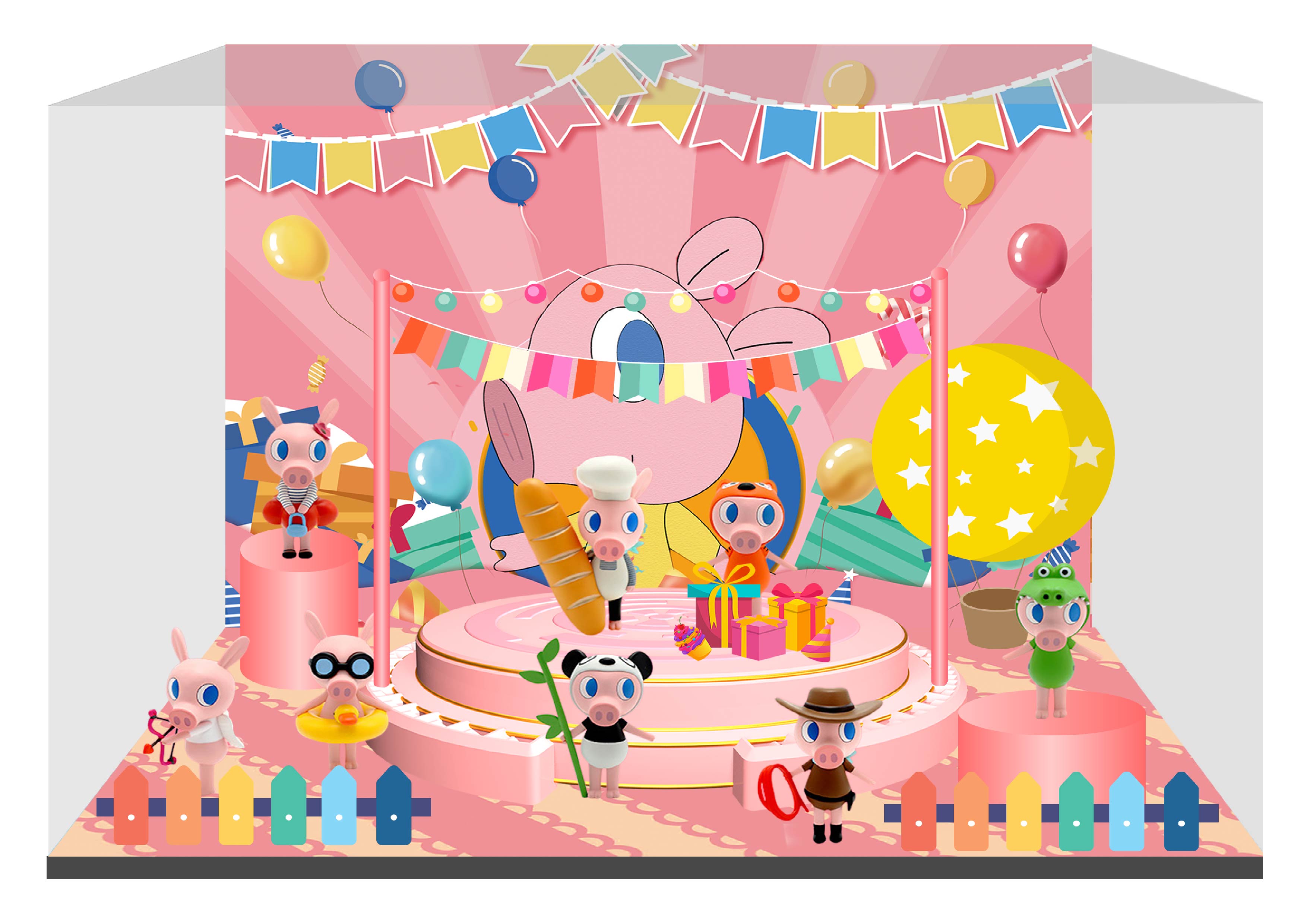 CJ0042 粉色猪猪第一代盲盒-微场景