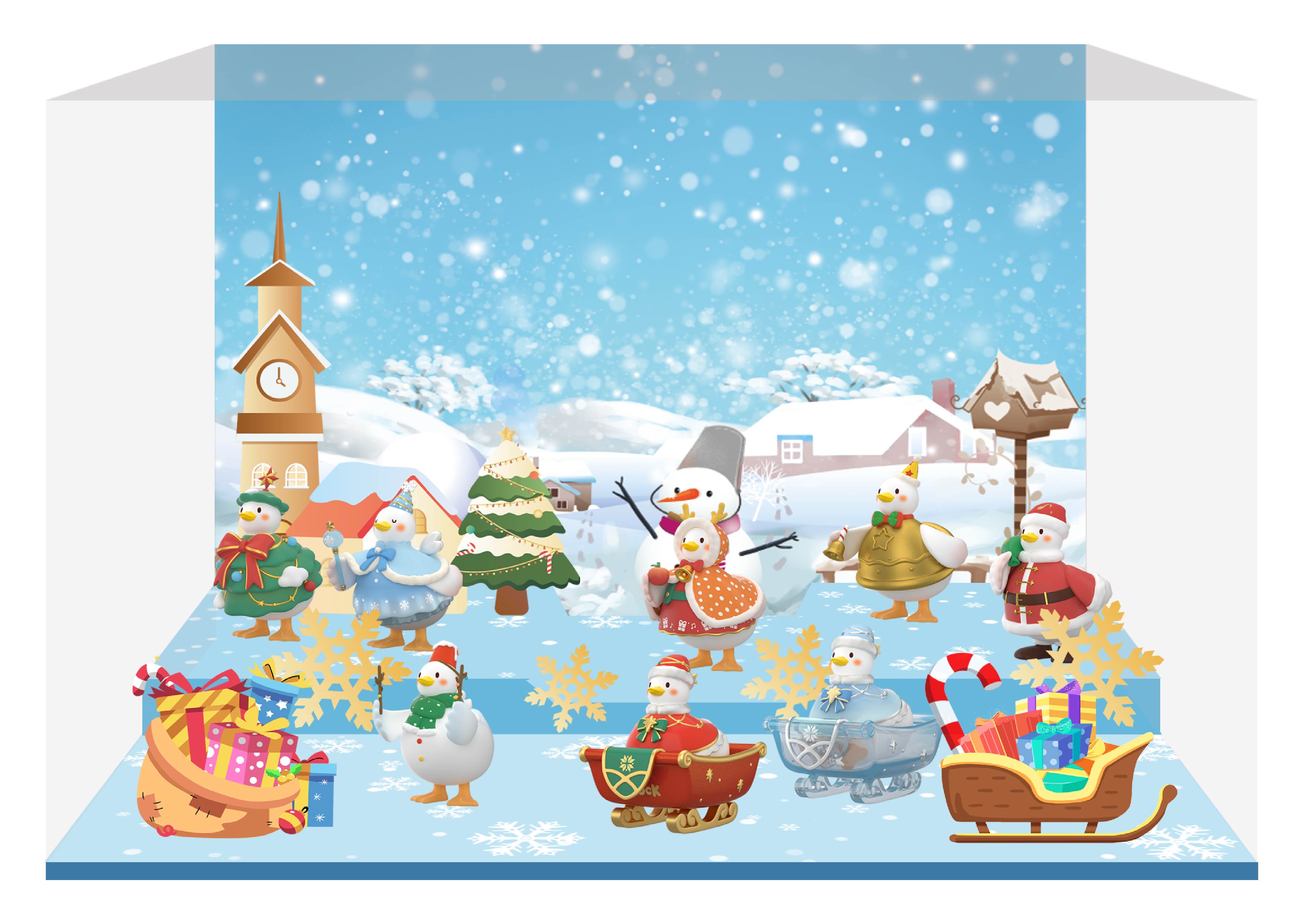 CJ0188大可鸭圣诞派对系列盲盒-微场景