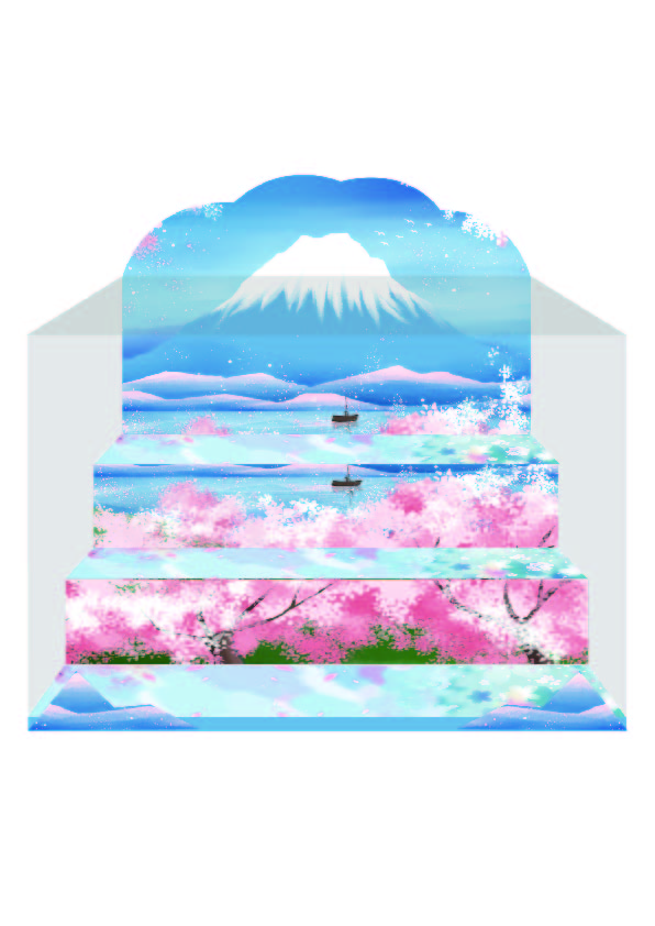 JT0292 X11-4B.Duck“樱花小镇”扭扭音乐盒阶梯