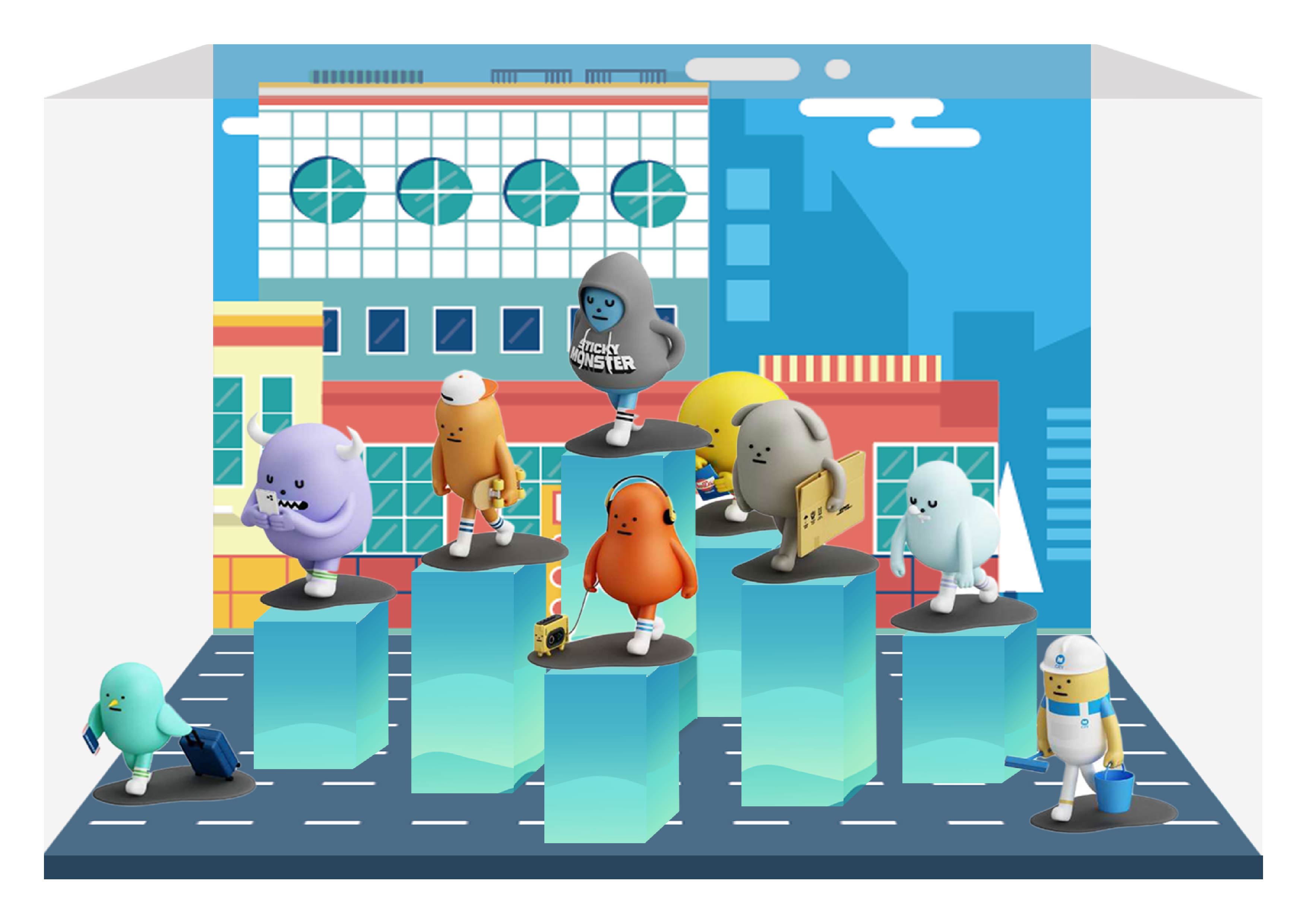 CJ0028 SML·黏黏怪步步系列盲盒-微场景