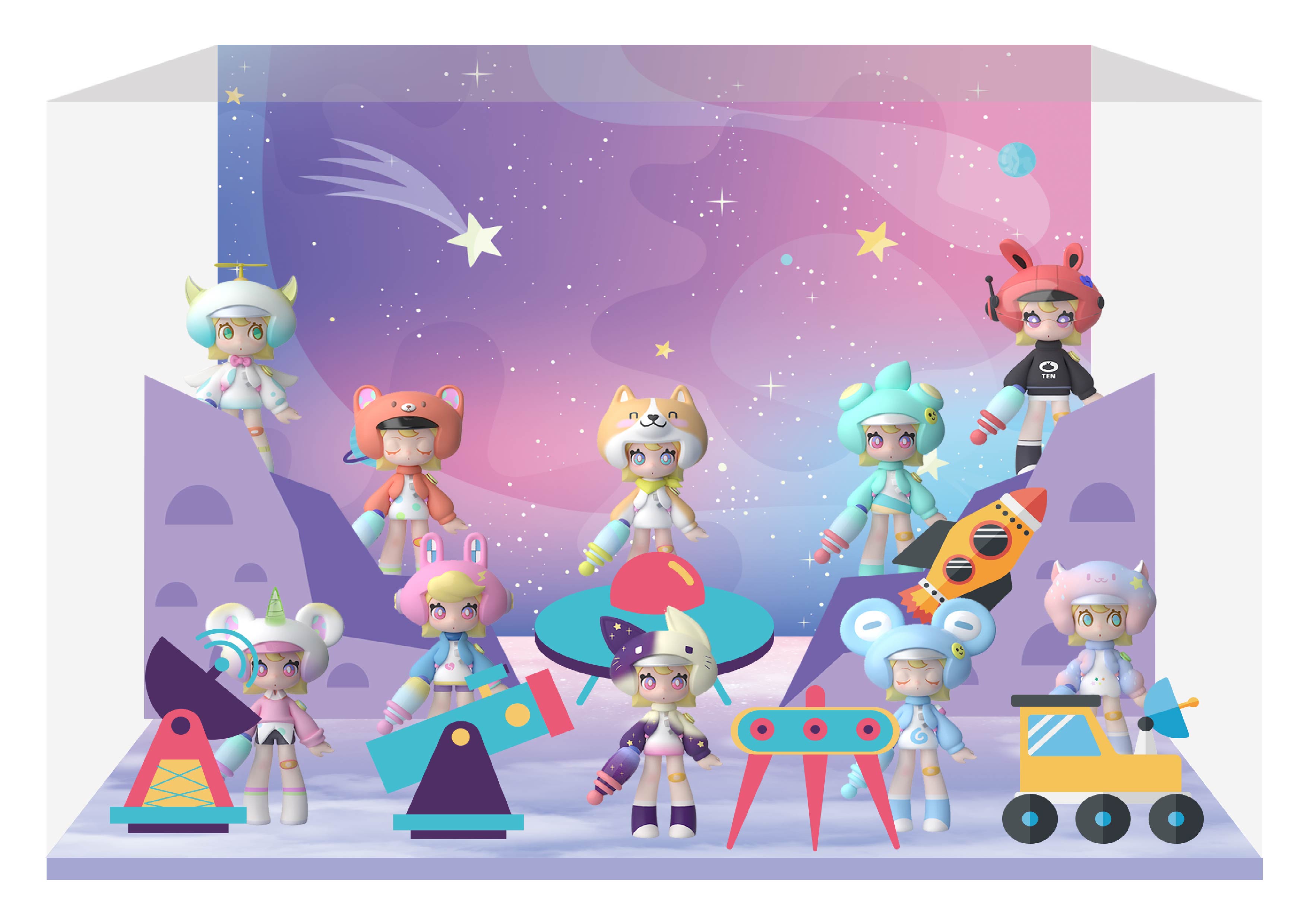 CJ0038 ZOE佐伊·宇宙漫游系列盲盒潮玩公仔-微场景