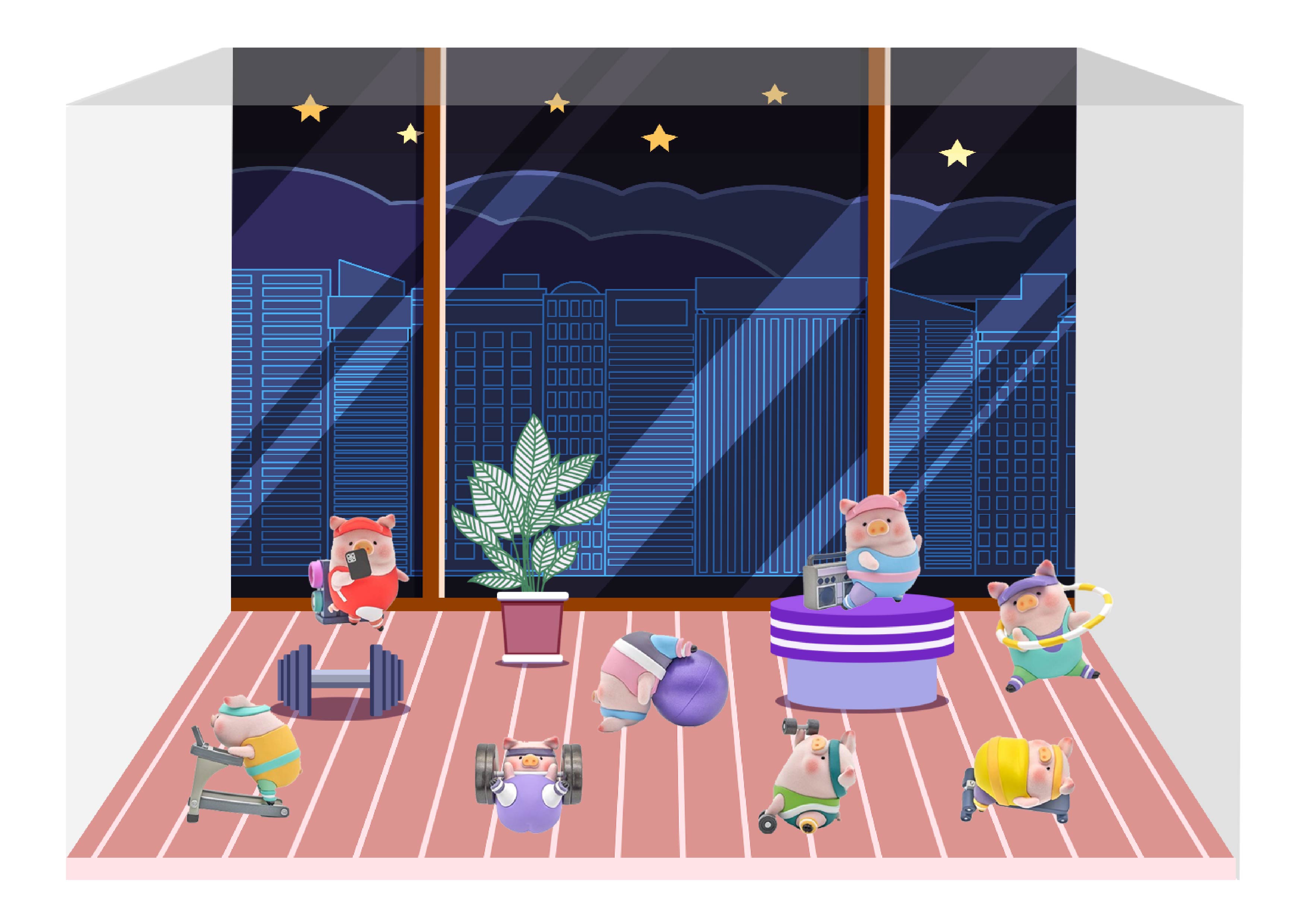 CJ0018 LULU猪·罐头猪LULU运动系列盲盒微场景